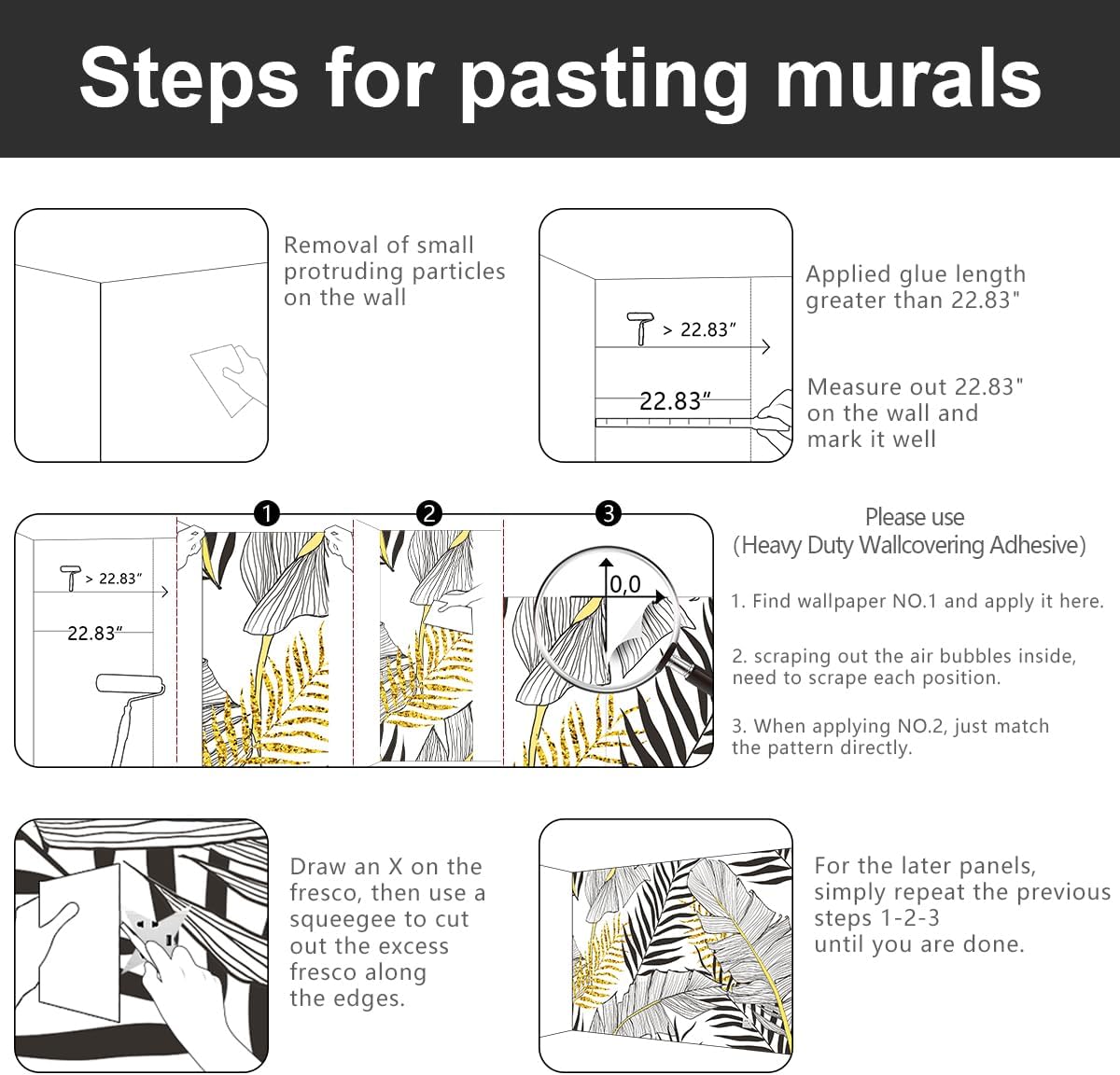 -Black and Gold Tropical Botanical Banana Leaf Fabric Wallpaper Living Room Bedroom Bathroom Abstract Plant Large Wall Mural- 137"x96"( not Peel and Stick)