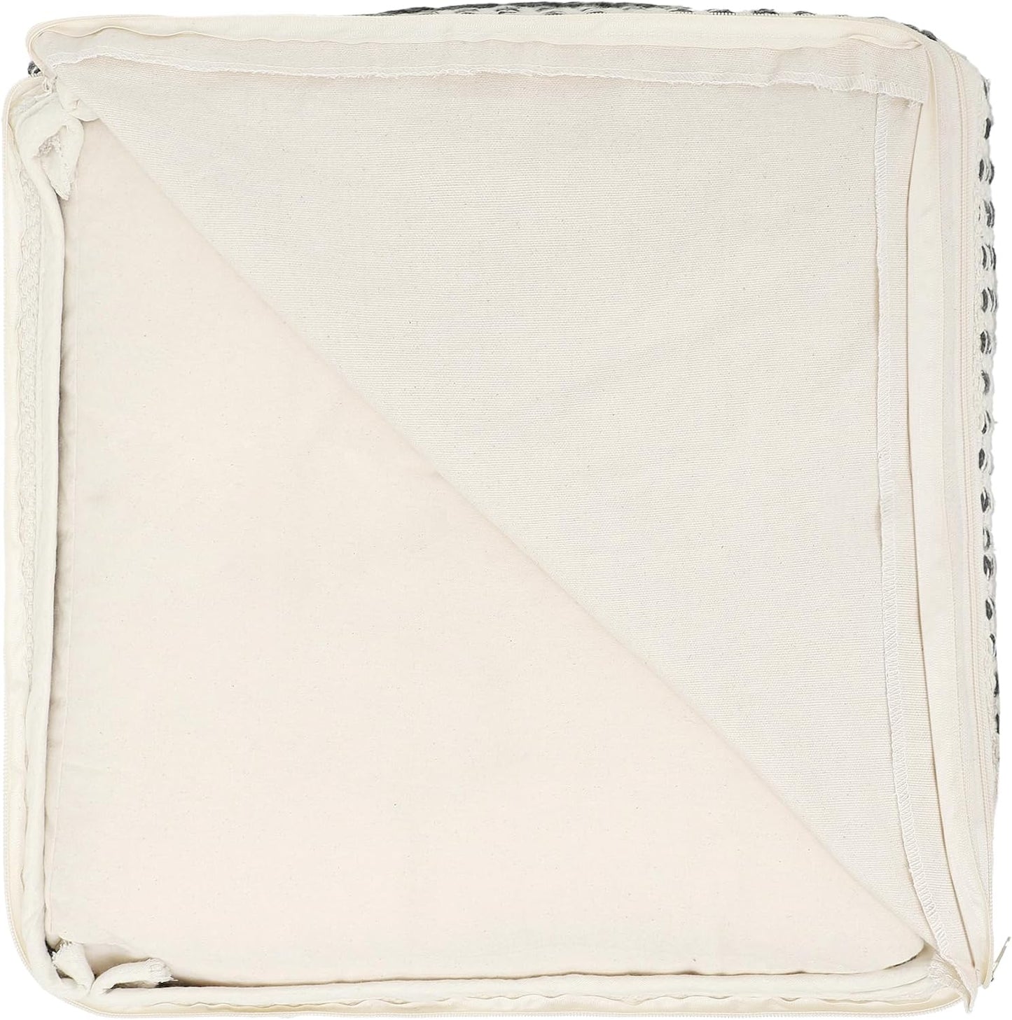 REDEARTH · Tufted Pouf Ottoman with Filler Textured Storage Cube Bean Bag Pouffe Footrest for Living Room, Bedroom, Nursery, Kidsroom; 100% Cotton (17.5"X17.5"X17.5", Precis Descant Gray)