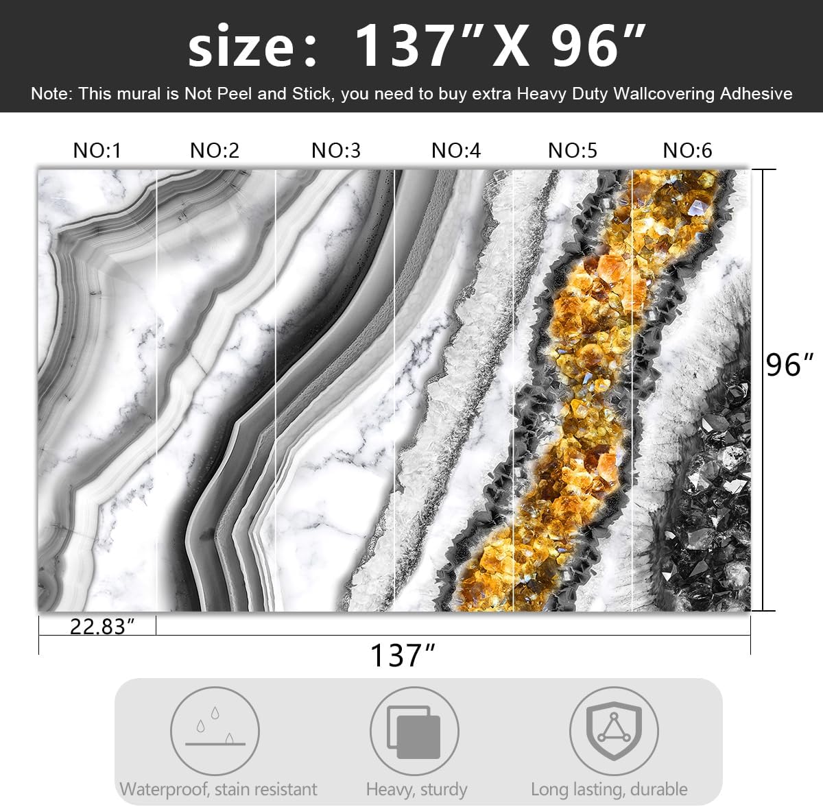 -Black and Gold Marbled Fabric Wallpaper Living Room Abstract Art Bedroom Bathroom Large Wall Mural- 137"x96"（ not Peel and Stick）