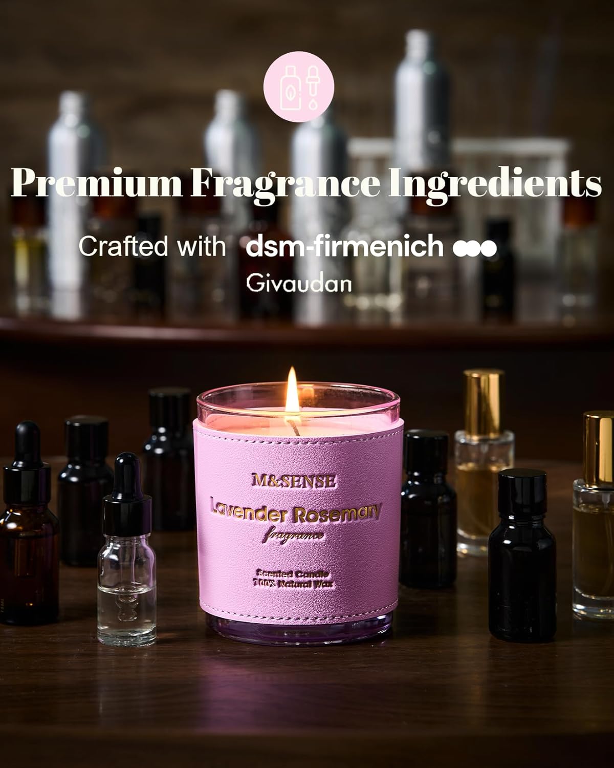 M&SENSE Cinnamon Tobacco Scented Candles,Vegan Soy Wax Candle,10oz 42-Hour Slow Burning Time,No Toxin Naturally Scented Home Fragrance for Stress Relief in Sleep & Living Rooms,Gifts for Dad Man