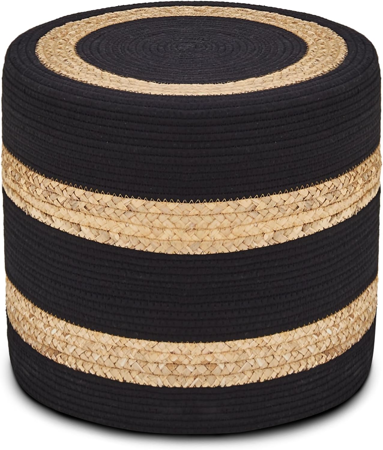 Cplxroc Ottoman Poof, Natural Seagrass Poufs, Hand Weave Round Footstool, Pouffe Accent Chair, Home Decorative Seat, Boho Deco Floor Chair for Living Room, Bedroom (18inch 68LH)