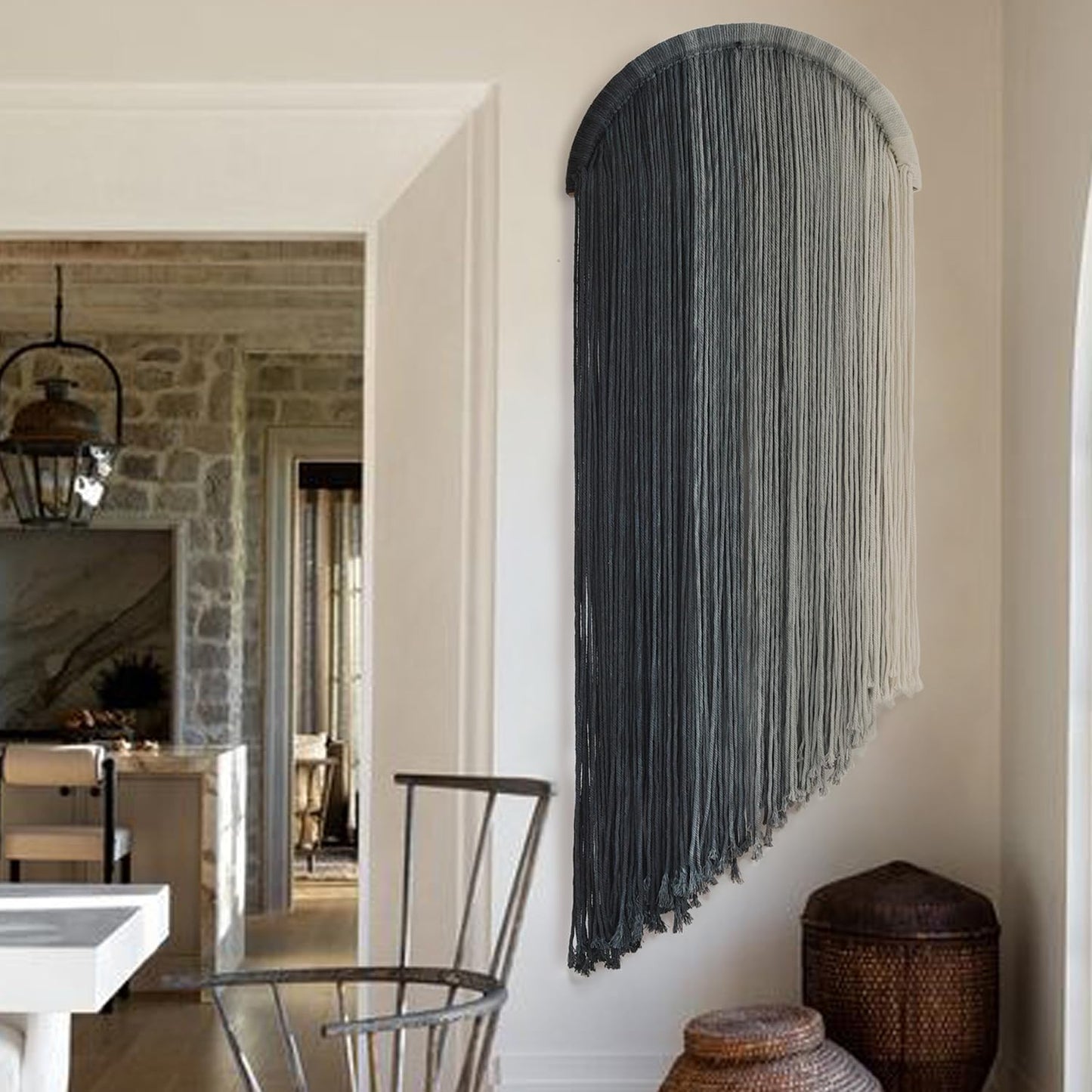 Macrame Wall Hanging Dip Dyed Macrame Decor for Living Room Bedroom Boho Decor 20"