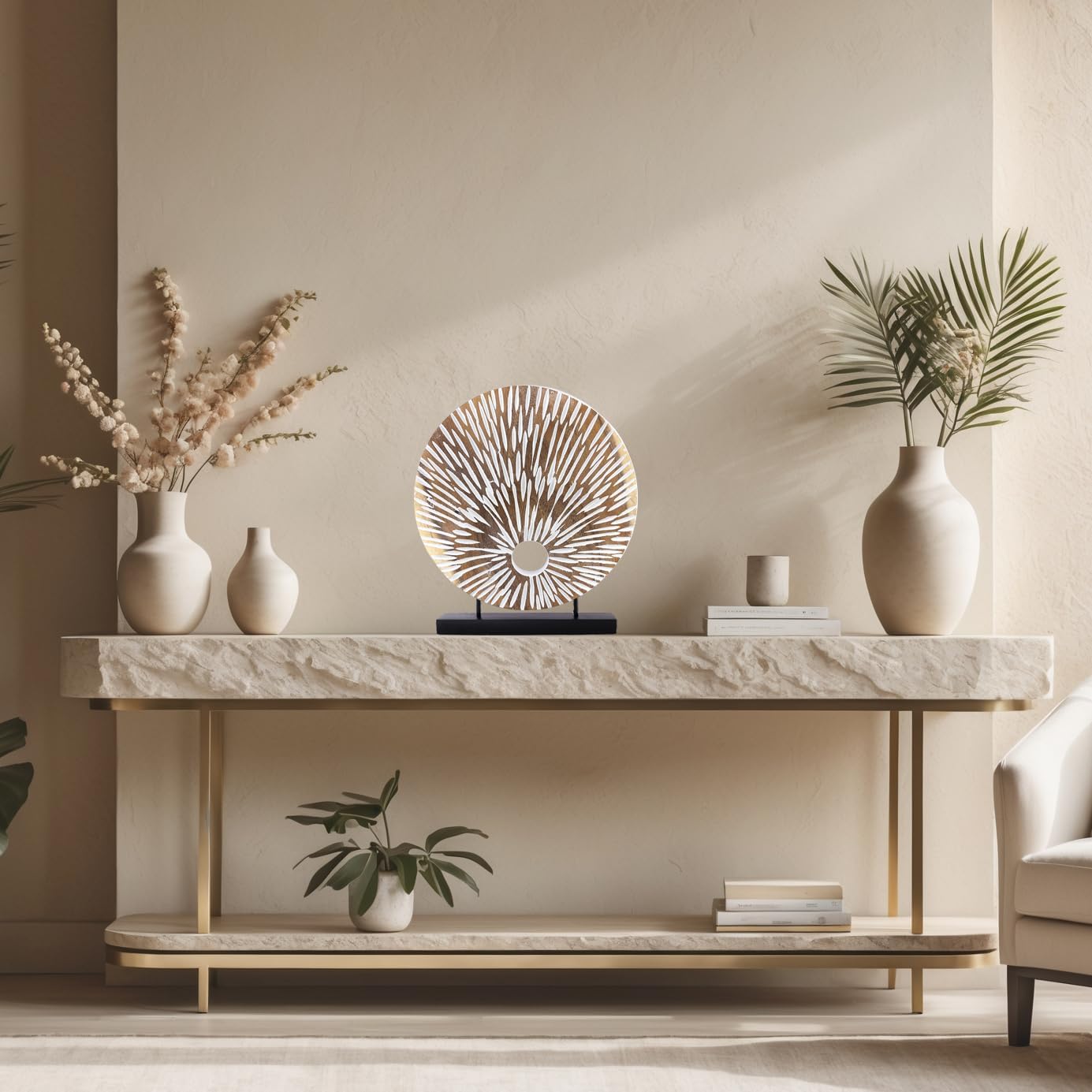 Decozen Handcrafted Solid Wood Sculpture Ideal for Home, Mantel, Fireplace, and Foyer Decor - Valentines Day Gifts