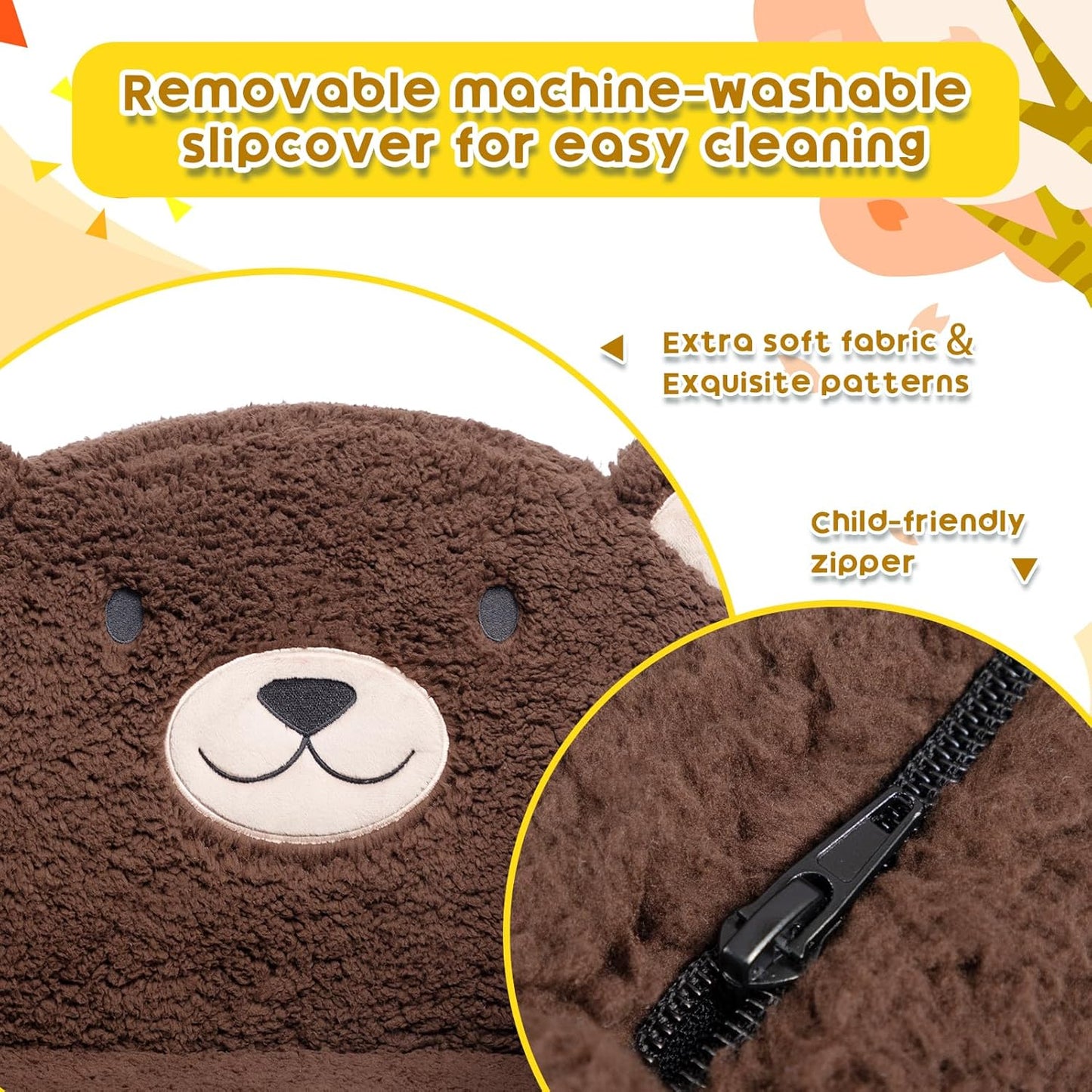 ALIMORDEN Animal Series Kid's Chair, Ultra-Soft Comfy Foam Filled Toddler Sofa Chair, Cute Animal-Shaped Design Toddler Couch, Lightweight Birthday for Boys & Girls (Brown Bear)