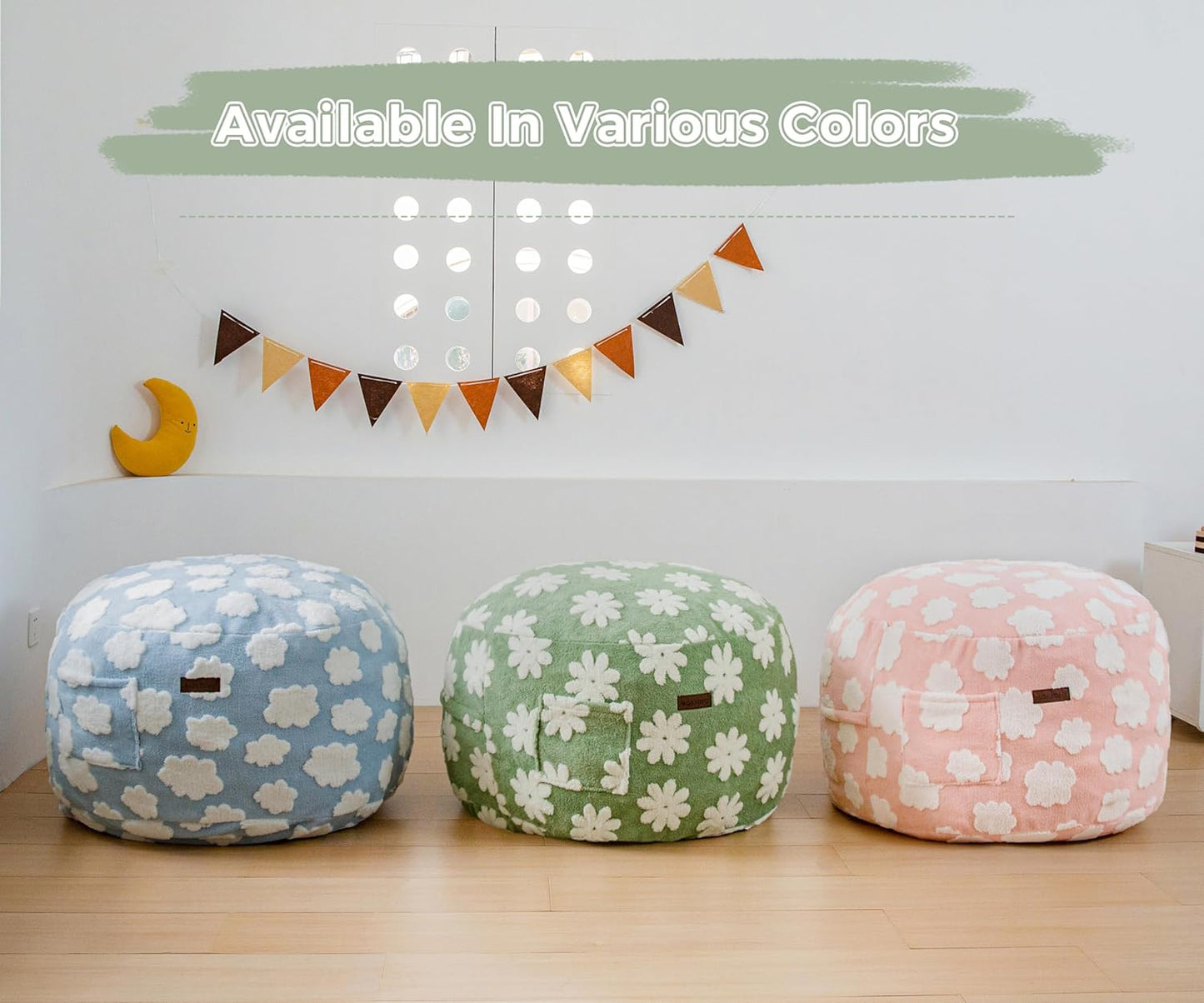 MAXYOYO Bean Bag Chair Bed for Kids, Convertible Bean Bag from Lazy Chair to Floor Bed, Fresh Cloud Design Cover, Stuffed Floor Sofa Couch for Boys and Girls, High-Density Foam Filling, Blue