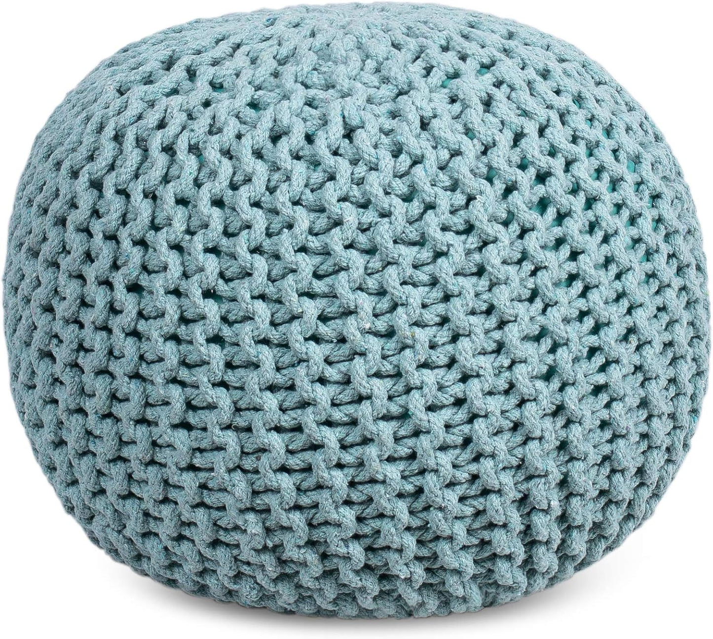 BIRDROCK HOME Round Pouf Ottoman | Cotton Braided Round Foot Stool | Bedroom and Living Room Poof | Sage Green Boho Ottoman | Pouf Foot Rest