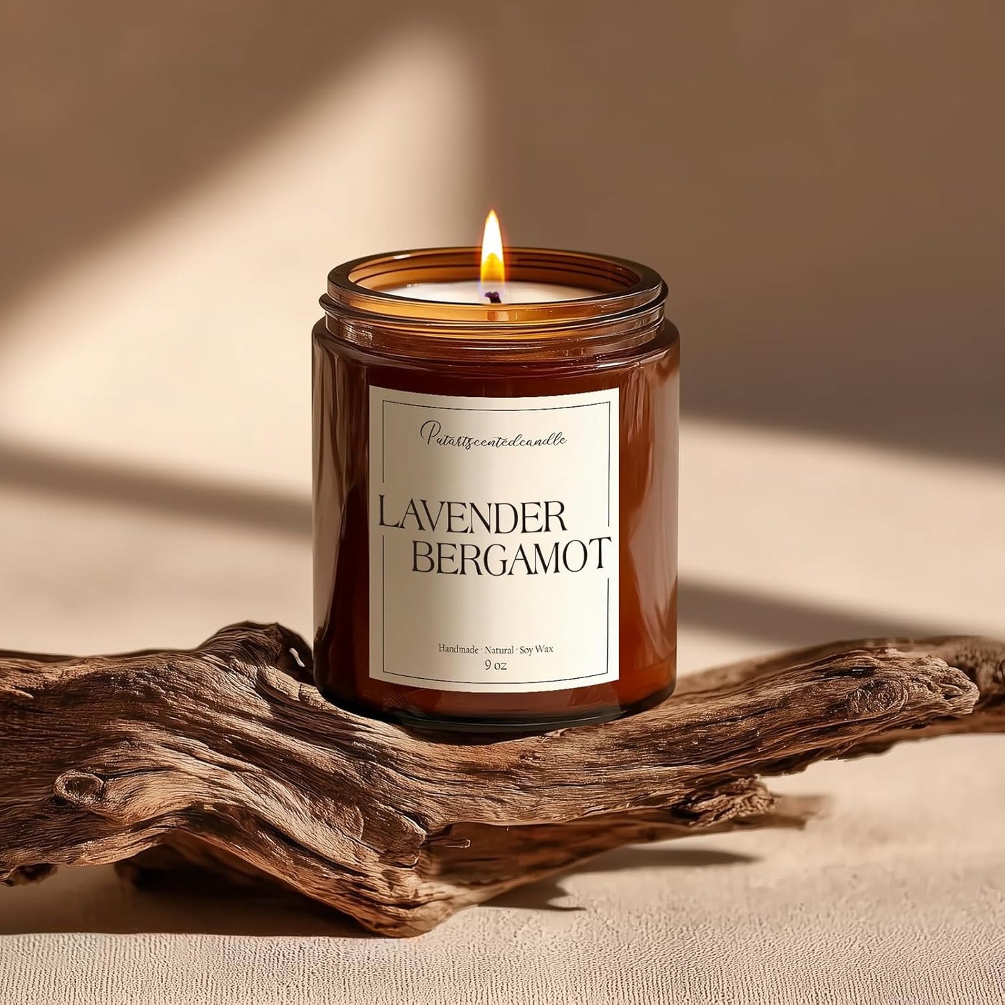 Lavender & Bergamot Scented Candles for Home, Natural Soy Wax Aromatherapy Non Toxic Candle Gifts for Women Men, Home Fragrance Decoration Glass Jar Candle for Meditation and Relaxation (9oz