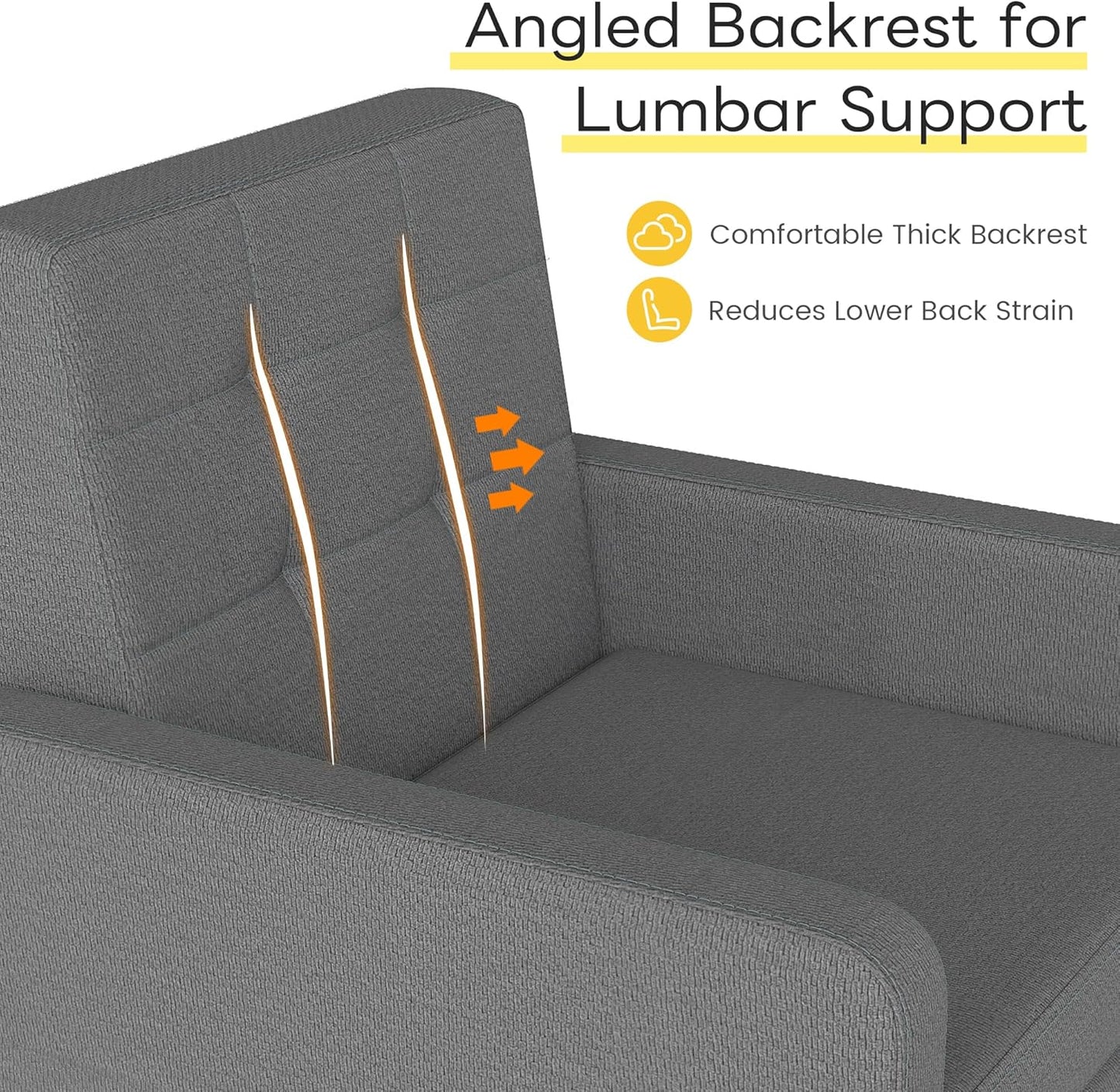 Kromax Mid-Century Modern Accent Chair Set of 2 for Living Room, 496 Lb. Weight Capacity, Dual Armrests, Comfy Extra Large Seat, Timeless Style Perfect for Reading & Relaxing, Dark Grey