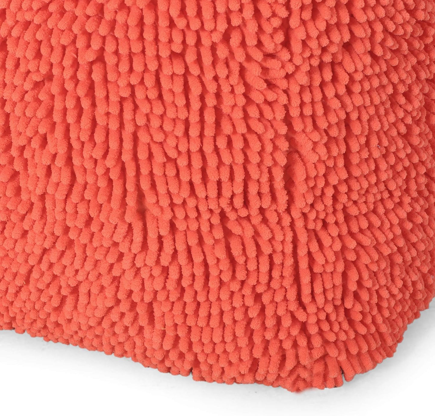 GDFStudio Modern Microfiber Chenille Cube Pouf Ottoman Foot Stool - Bean Bag Floor Chair - Foot Rest Couch for Living Room Bedroom,Coral,16"" x 16"" x 16"", Statha,coral, 314105N
