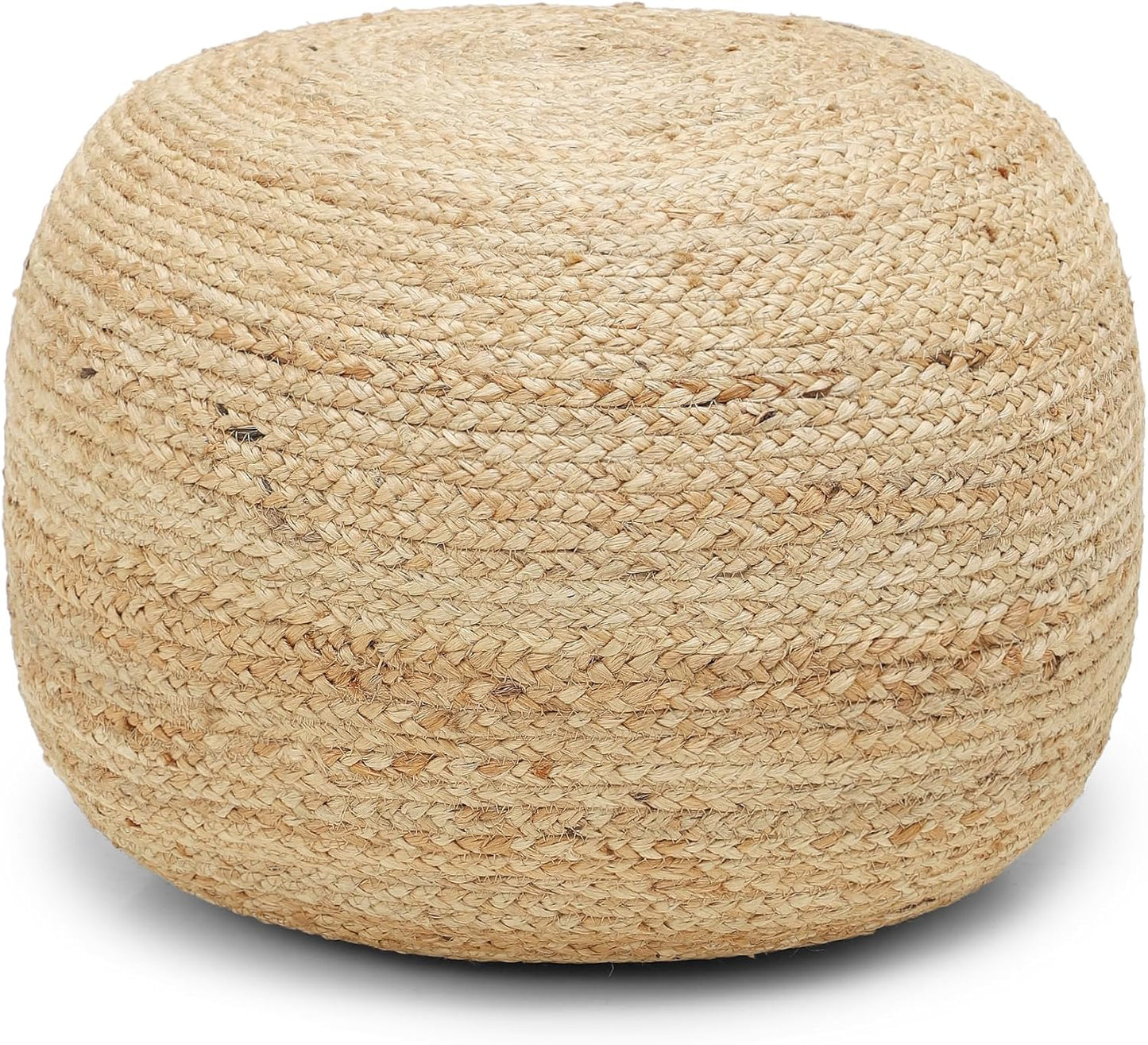 REDEARTH · Jute Circular Jute Pouf Ottoman - Braided Pouffe Accent Sitting Round Footrest for Living Room, Bedroom, Nursery, kidsroom, Patio, Gym; 100% Jute (19.5"x19.5"x14"; Jute Natural)